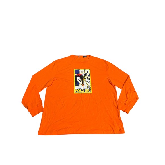 Polo Ralph Lauren Other - Polo Ralph Lauren Mens Orange Polo Ski 92 Graphic Long Sleeve‎ T-Shirt Size M